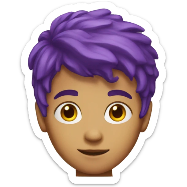 A boy with purple hair and and yellow eyes that's 6,4 feet tall sticker
