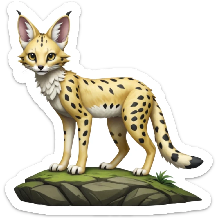 Epic complex detailed realistic aesthetic-scenic-Fakémon-Trico-Sergal-Serval-Vernid-creature sticker