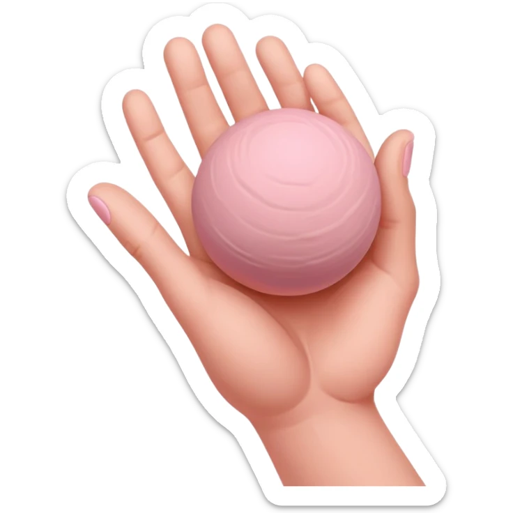 hand lightly tapping a pink ball of clay in the palm for surface shaping sticker