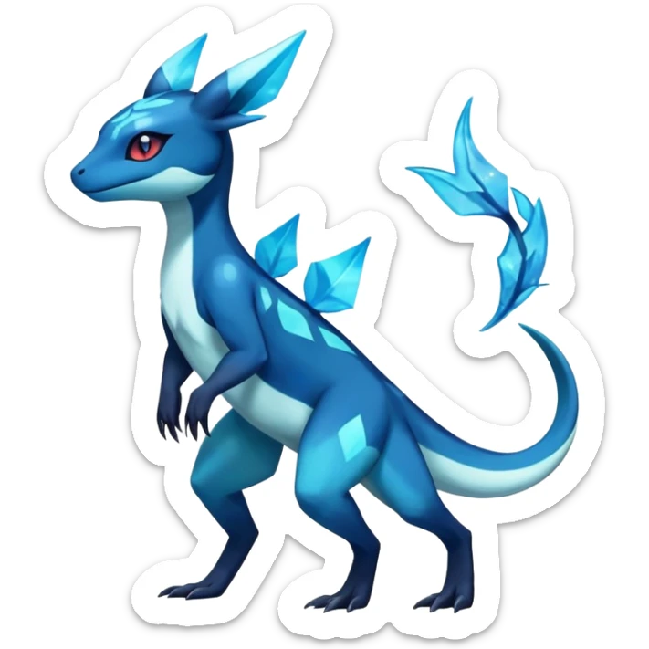 Colorful Dark Shiny Exotic Salandit-Aurorus-Glaceon-Fakémon-hybrid-creature (full body)  sticker