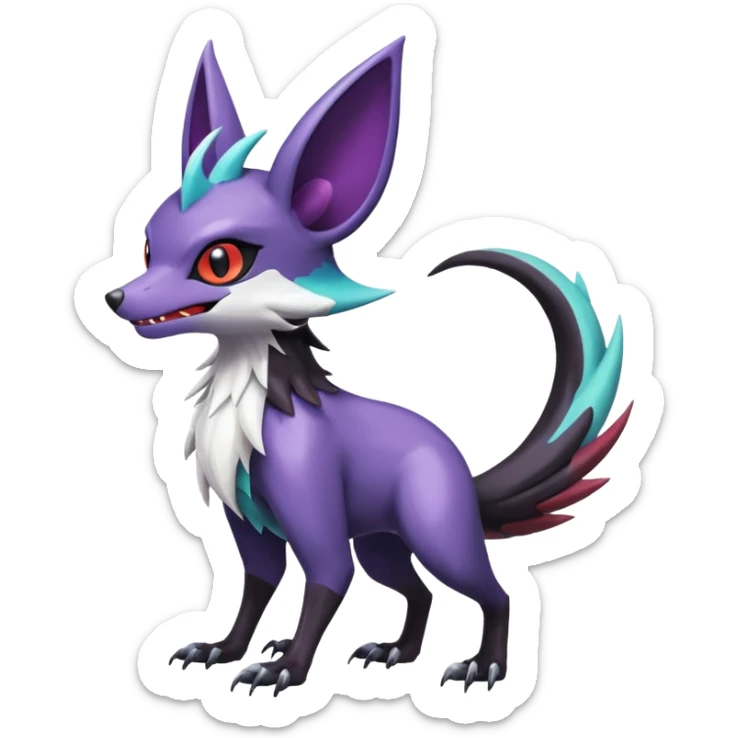 Shiny Cute Noibat-Noivern-Mightyena-Silvally-Fakémon-hybrid-creature (full body)  sticker