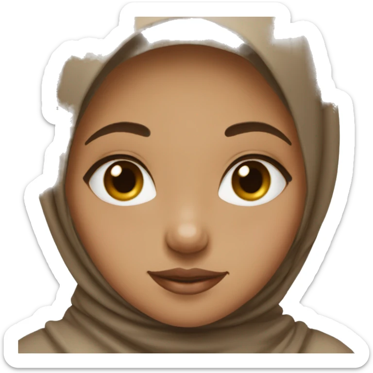 a girl, medium colored skintone with a brown hijab and a little makeup sticker