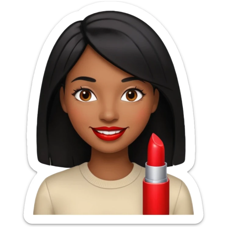 woman with brown skin, black hair, smiling, friendly and approachable style sticker