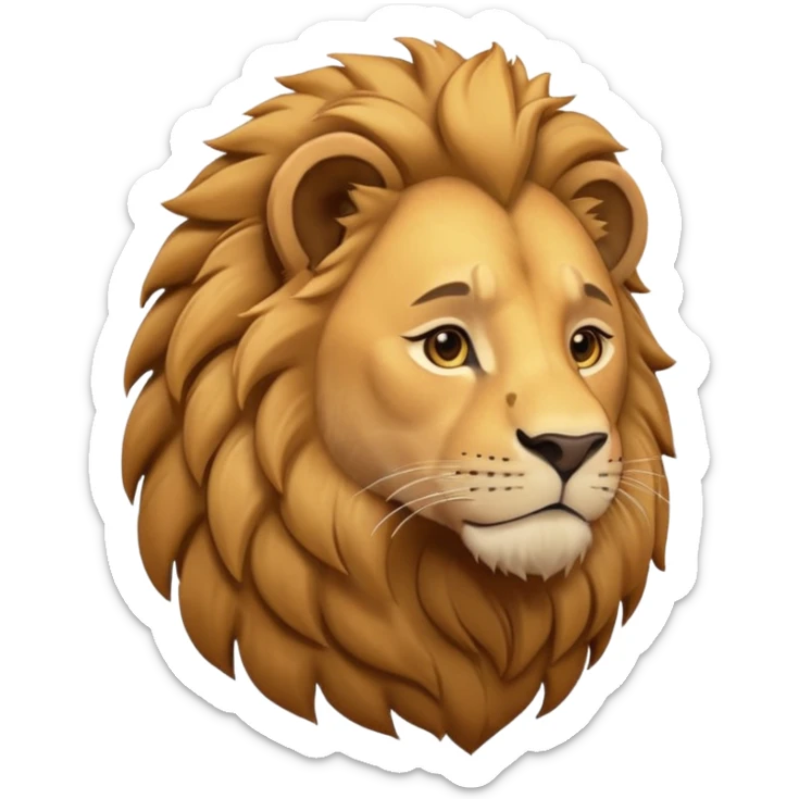 panthera leo male style wild, full flat  cute side profile design in 3d soft l centered composition cartoon style128x128 pixels sticker