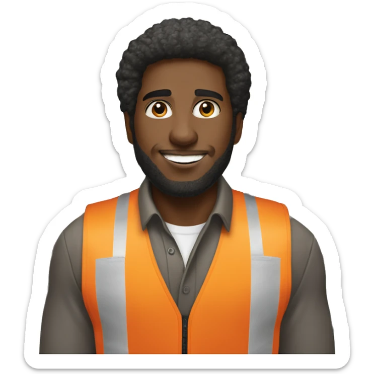 Black Male with Small Afro from Home Depot wearing orange pro loader vest pushing orange home depot carts sticker
