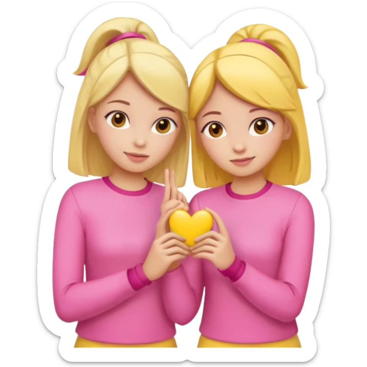 Two girl friends in pink and yellow are supporting each other sticker