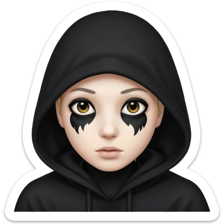 Une personne mystérieuse sous capuche noir avec les yeux noir sticker