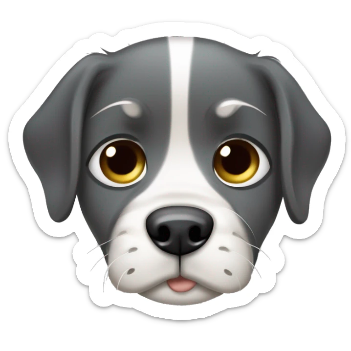 Um emoji de um cachorro com uma expressão triste ou desconfortável, talvez com as orelhas abaixadas e os olhos fechados, como se estivesse gemendo. sticker