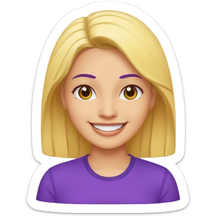 Yellow skin tone women in a purple shirt sticker