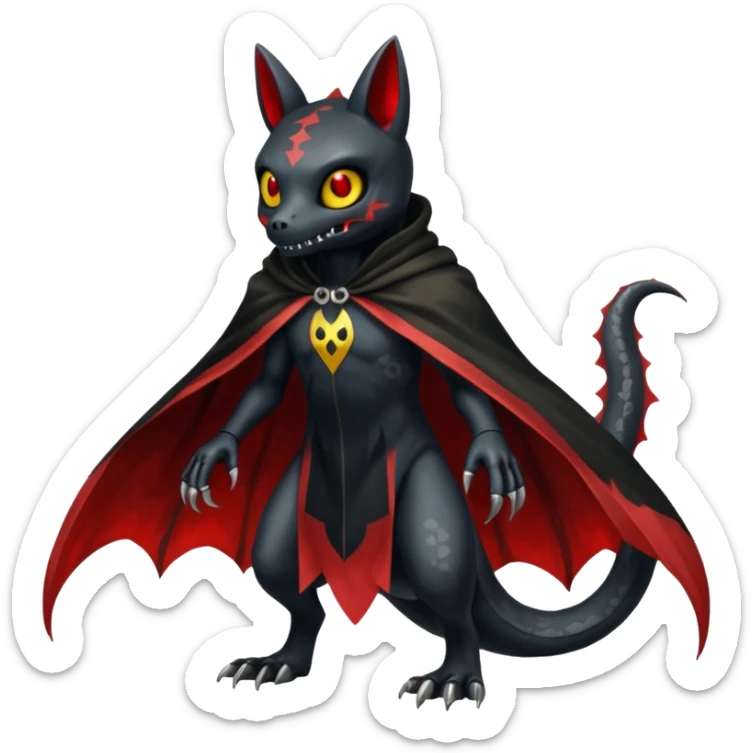Shiny Evil Vintage Gothic Duskull-Salandit-Umbreon-Fakémon-hybrid-creature (full body)  sticker