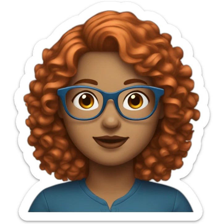 pretty curvy girl with curly copper hair and blue glasses sticker