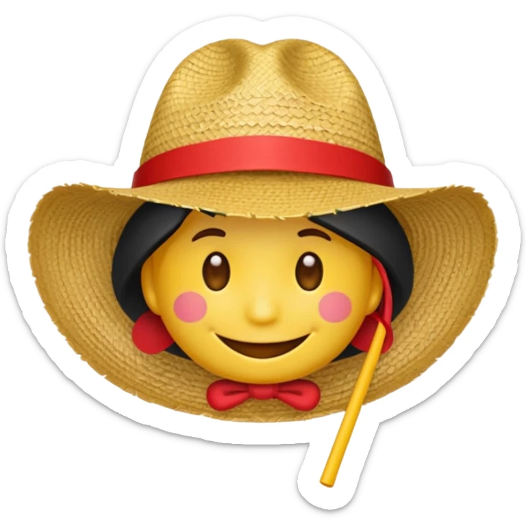 Fait moi cette emoji 🏴‍☠️ parfait maintenant rajoute un chapeau de paille avec un fil rouge c'est tout  sticker