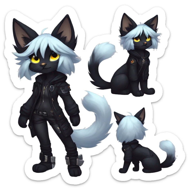 Edgy sharp anthro tomboy black cat furry by Falvie, LiLaiRa, griffsnuff, AngieWolf sticker