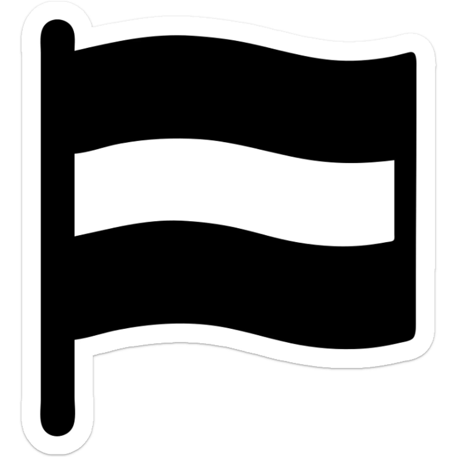 minimal icon of a tricolor flag with three horizontal stripes: black on top, white in the middle, blue on the bottom sticker