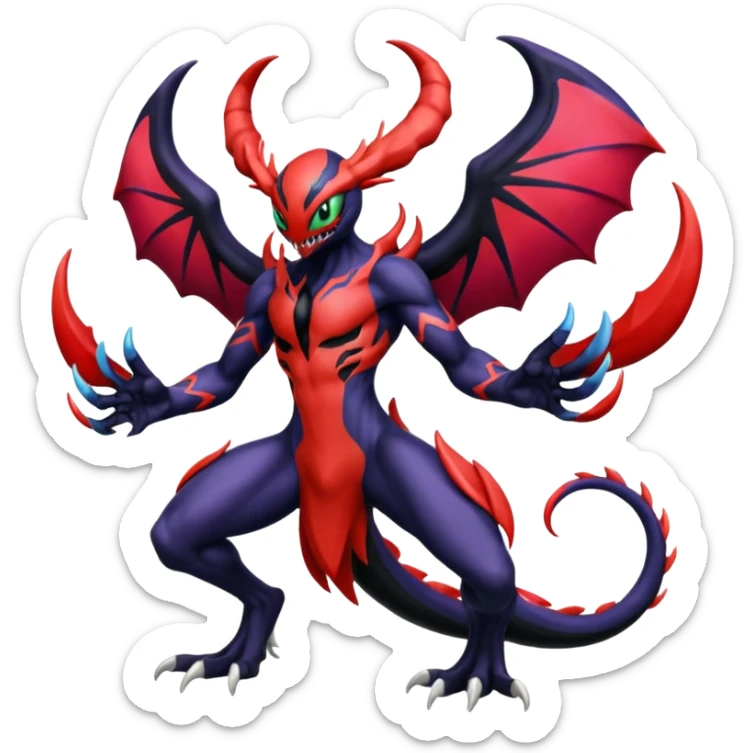 Venom-Stitch-Yveltal-Lunala-Fakémon-hybrid-creature (full body)  sticker
