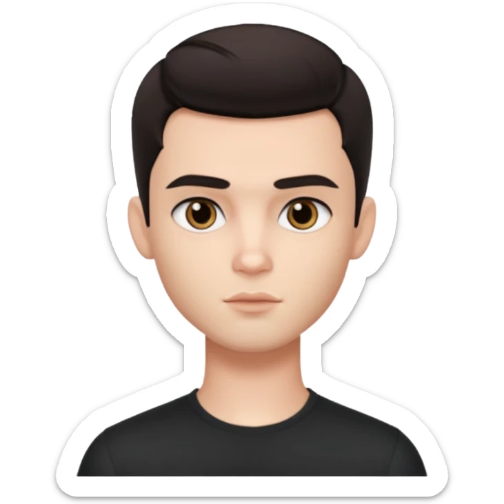 pretty handsome bratz man, dark eyes,  short dark hair, dark eyes, pale skin, defined jawline sticker