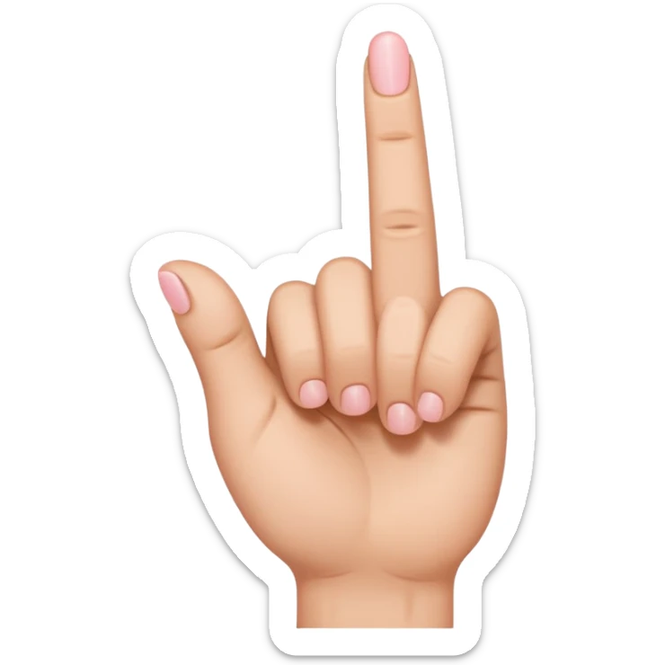 Hand with only middle finger, thumb, and pinky sticking out. The ring and index fingers down sticker