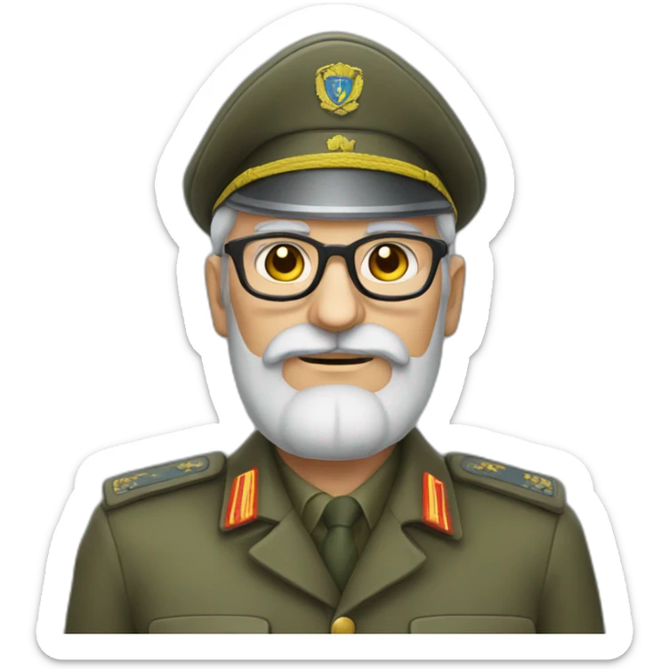 An elderly soldier of the Ukrainian army with glasses and a gray beard. sticker