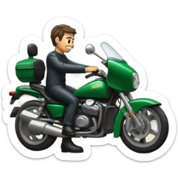 Homme fait un doigt d'honneur sur une moto sticker