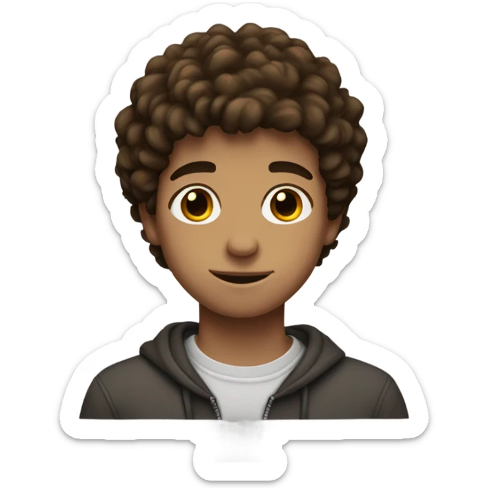 teenage Boy with fluffy brown hair brown eyes  sticker