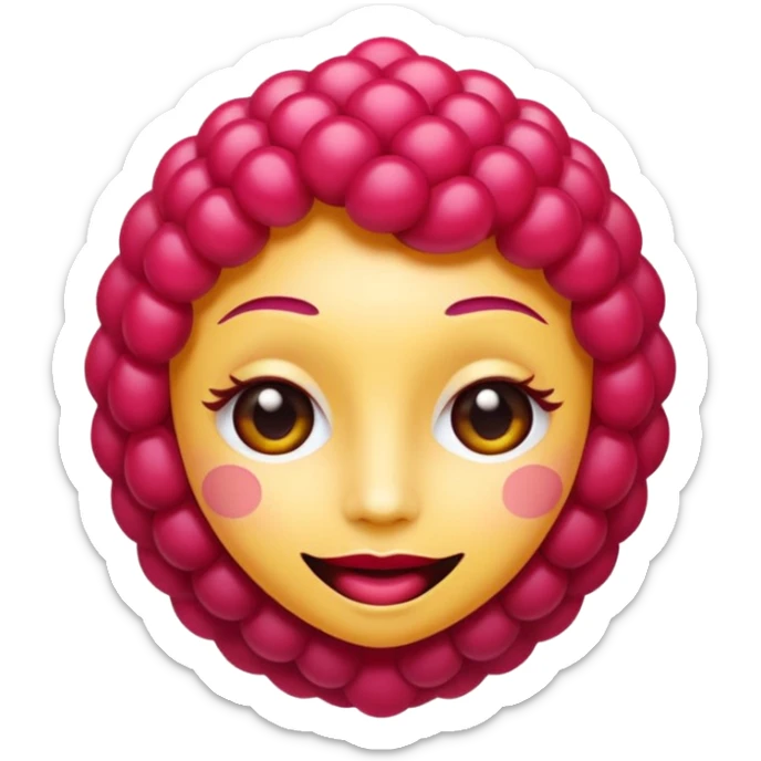 Sexy queer Raspberry emoji, cute and minimalistic style, warm eyes and gentle smile, flat design, soft shapes, clean modern look, highly recognizable at small sizes, centered composition, transparent or solid background, app icon quality. No human face sticker