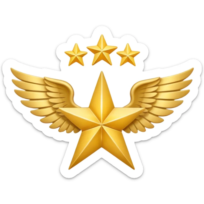 An image with wings on a star based on the star and wings of the basic emoji of the iPhone. sticker