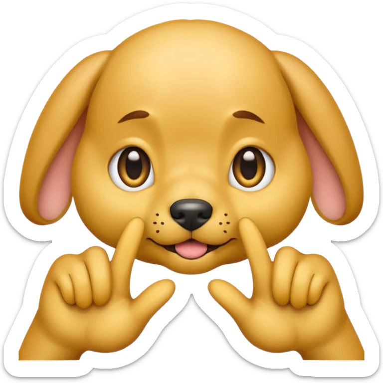 yellow emoji with puppy eyes and two finger pointing at one another finger sticker