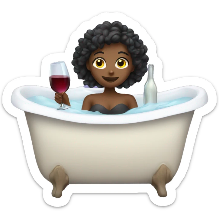 girl in bathtub full of wine holding a wine glass  sticker
