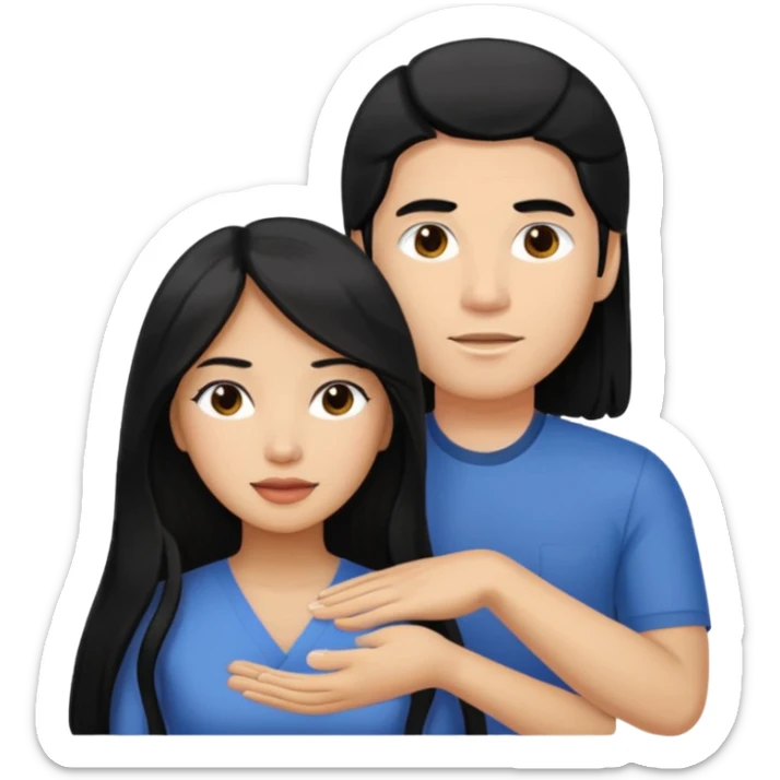 Philippines woman with long hair is massaged from a blond white man sticker