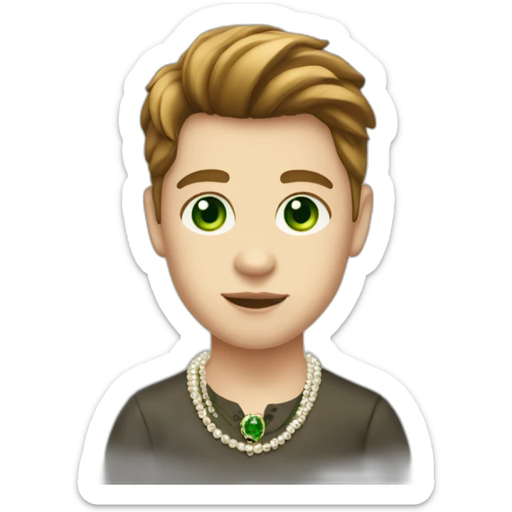 Posh-boy-with-pearl-necklace-and-green-eyes-and-brown-hair sticker