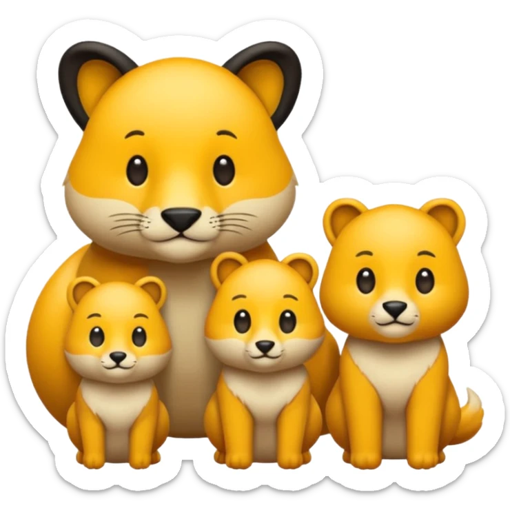 animal group with one male and two females sticker