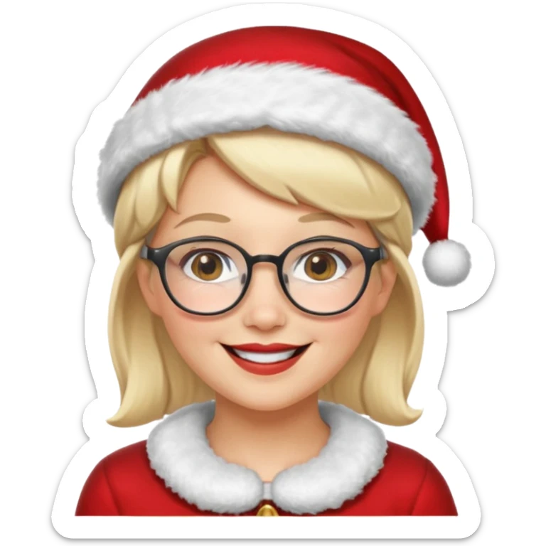 female Santa Claus with glasses with blond short hair sticker