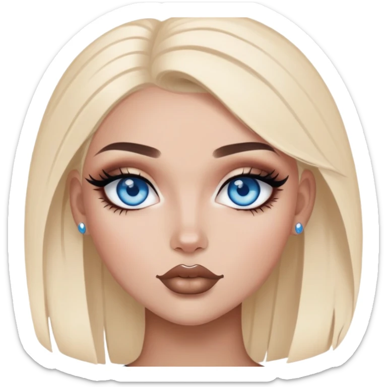 Boujy baddie best friends blue eyes, trendy heavy makeup sticker