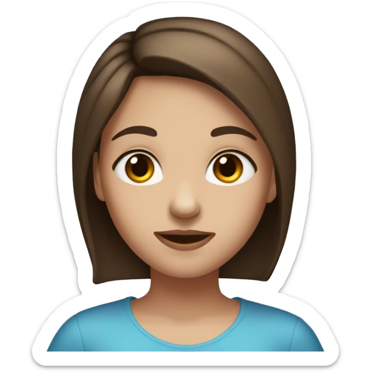 girl with medium straight brown hair and blue eyes and a nose piercing sticker