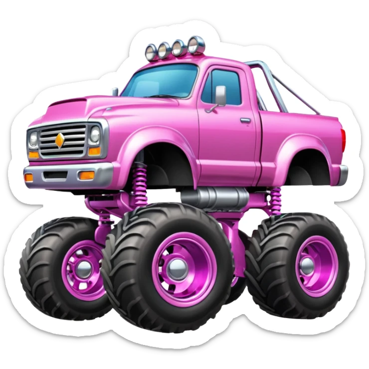 Big car monster truck with a big smile, pink sticker