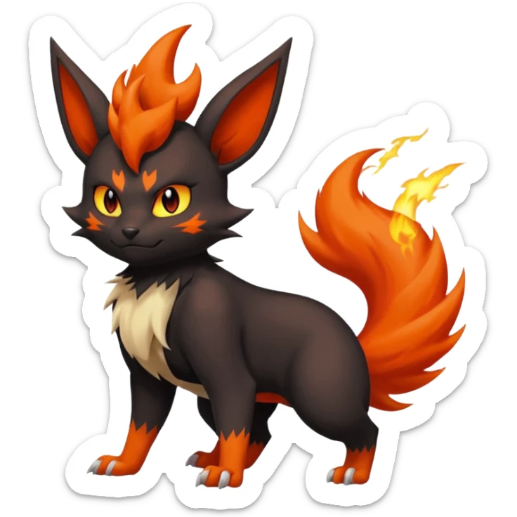 Darkrai-Torracat-Flareon-fusion with fiery horns and a Mohawk  sticker