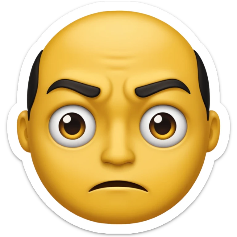 A classic yellow frowning face, but the top half is covered in a dark, sinister shadow. sticker