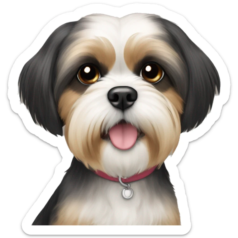 black and tan shih tzu maltese mix black head and face fur sticker