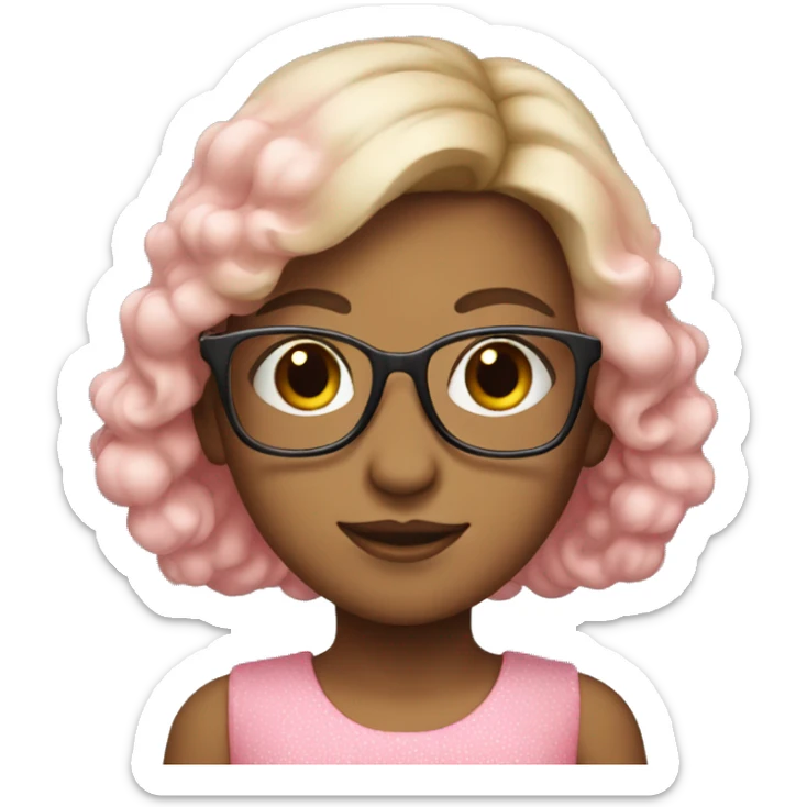 a cute girl in pink dress wearing glases sticker