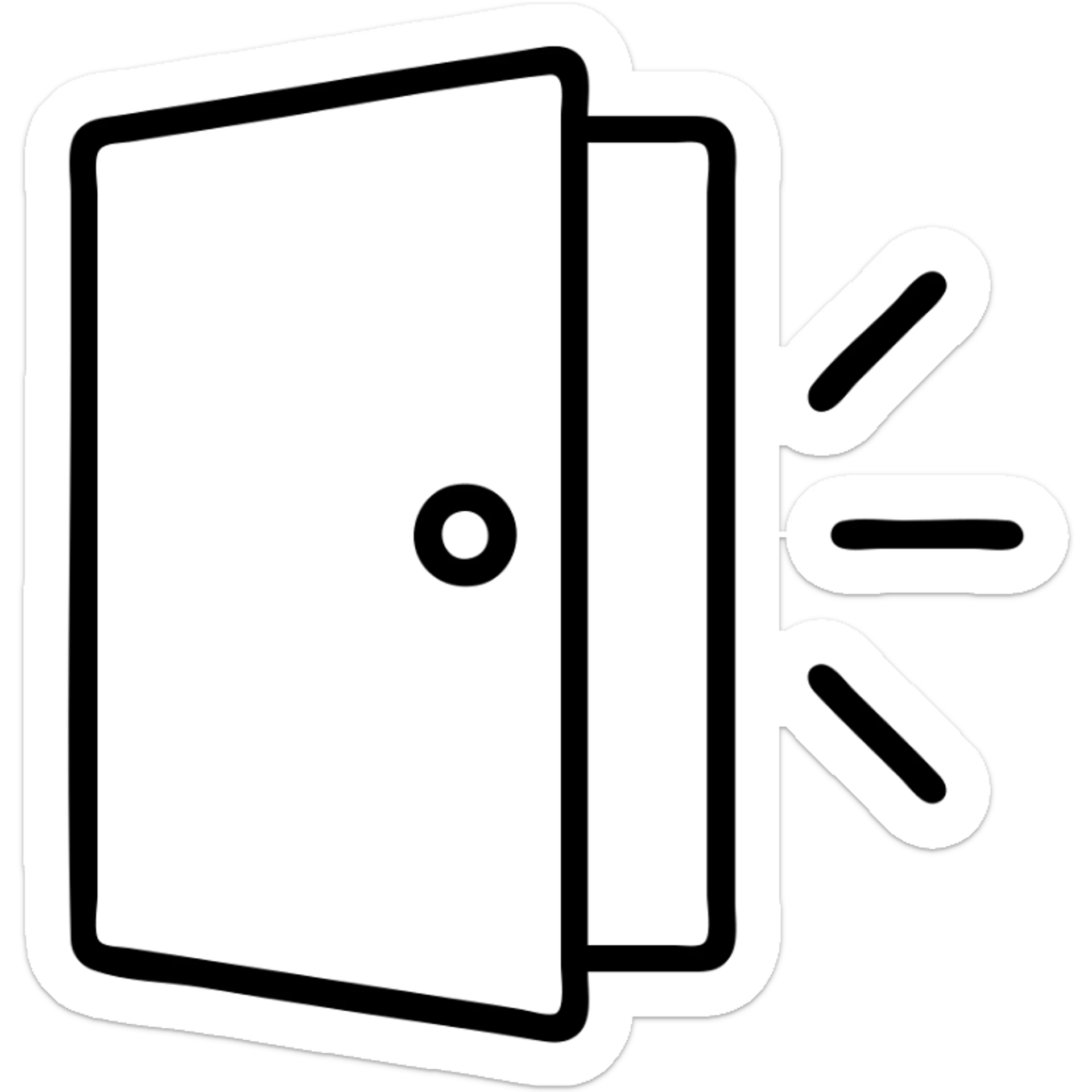 symbolic icon of a door opening to a bright future, minimal lines sticker