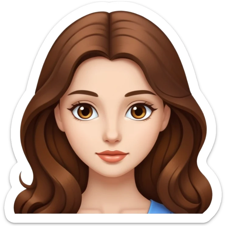 beautiful young woman with long brown hair, elegant appearance sticker