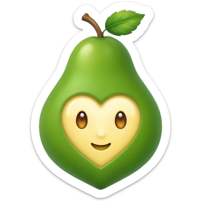 Eine grüne Birne in Herz Form auf der ein Stück Butter schmilzt mit Augen  sticker