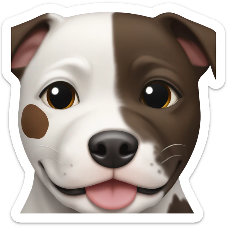 happy White and dark brown Staffie with patch over one side of the face  sticker