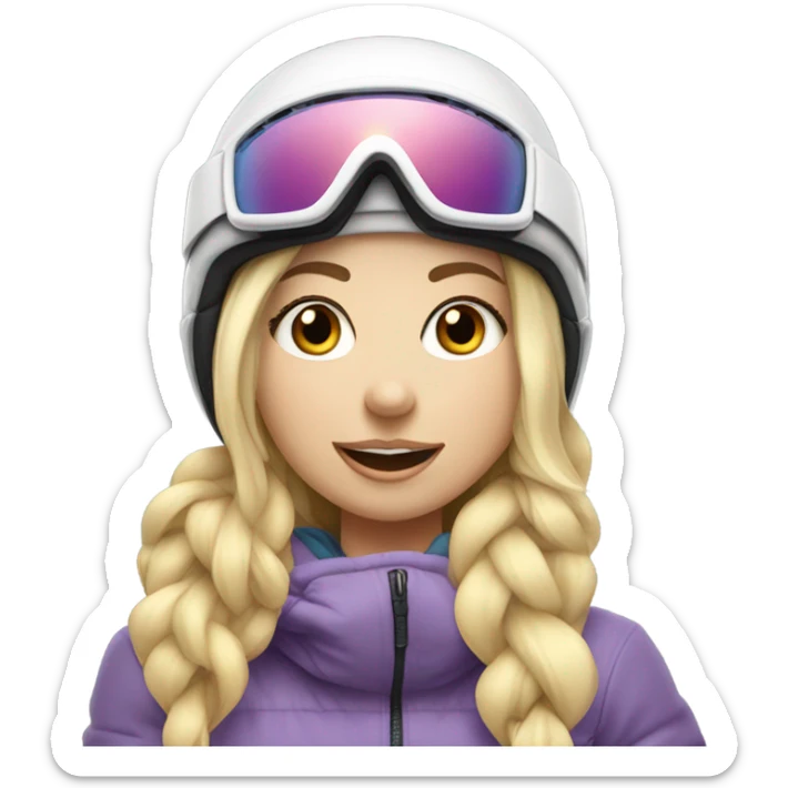 Pretty blonde girl snowboarding white skin, on snowboard  sticker