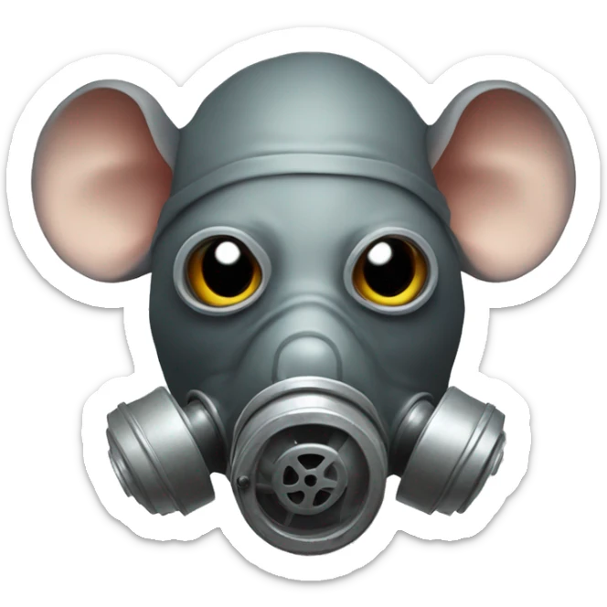 Head of a rat with a cloth, baggy gas mask  sticker