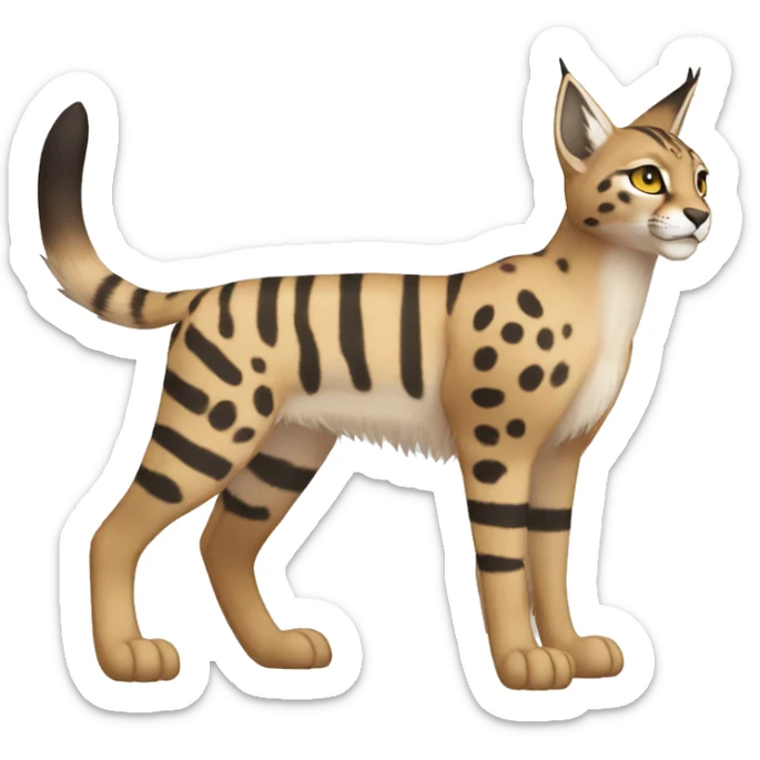 Striped and spotted Lynx-Caracal-Fakemon-hybrid full body sticker