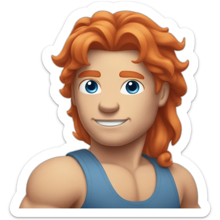 Yoga Muscle man blue eyes neat red hair sticker