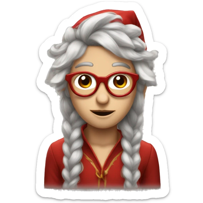 une elfe au cheveux rouge avec des lunettes qui pleure sticker