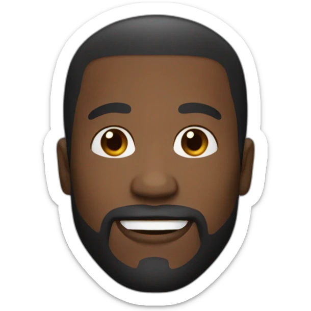 wide jaw black man with short hair and french beard sticker