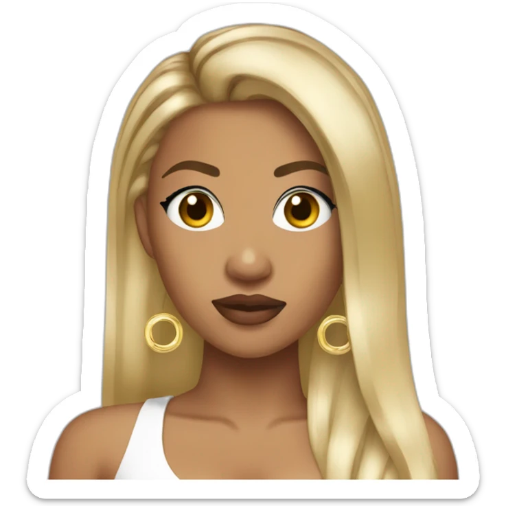 keyshia cole with a round face and long dark hair and hoop earrings sticker